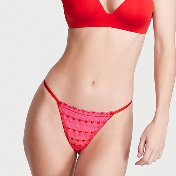 Victoria's Secret Stretch Cotton V-String Panty Pink Fever Small NEW - Picture 1 of 7
